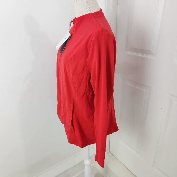 Nike Jacket Womens 1X Red Yoga Luxe Fitted Dry Fit Studio Practice Full Zip New - Picture 4 of 16